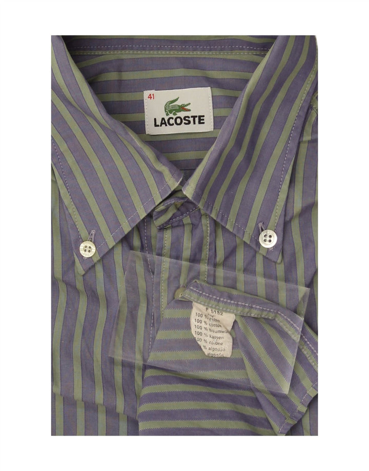 LACOSTE Mens Shirt Size 41 Medium Purple Striped Cotton Vintage Lacoste and Second-Hand Lacoste from Messina Hembry 