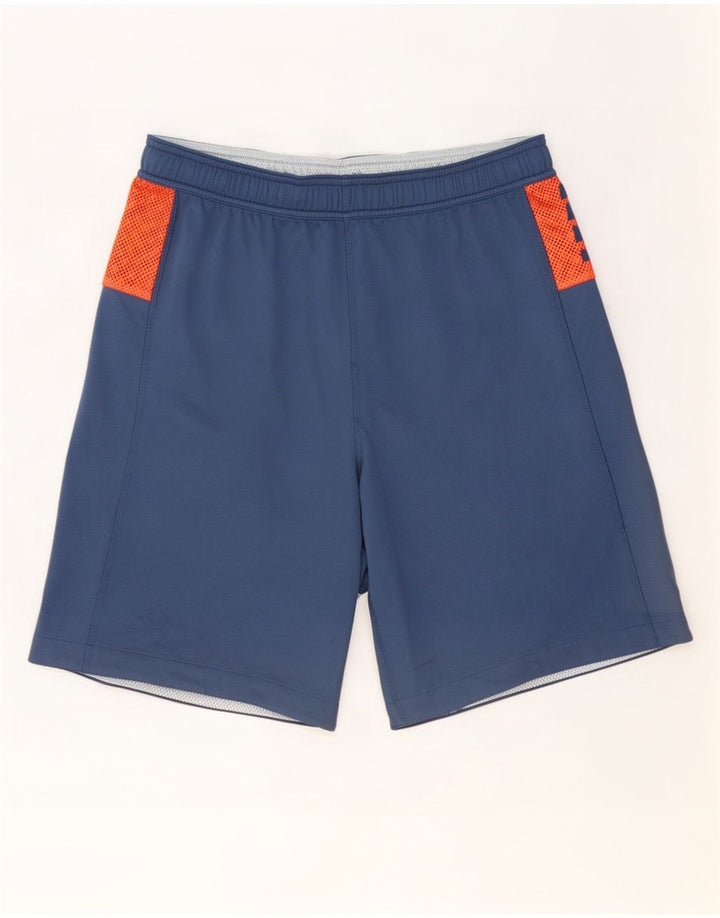 Pantaloncini sportivi da uomo Adidas Medi in poliestere color block blu navy