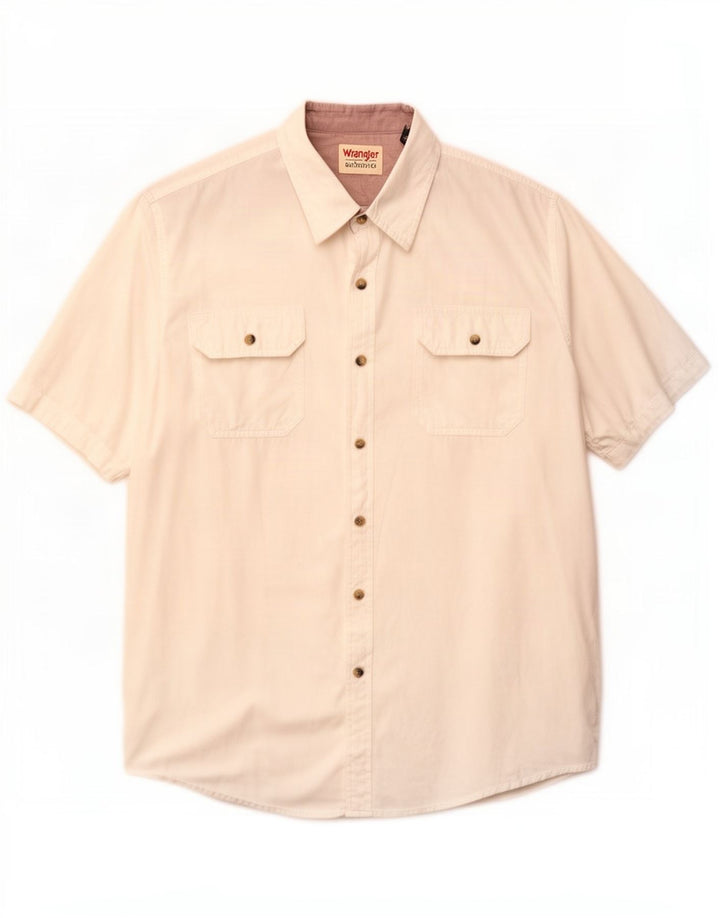 Camicia a maniche corte da uomo Wrangler grande in cotone bianco
