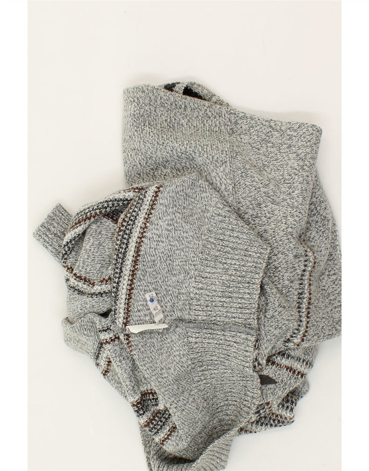 VINTAGE Mens V-Neck Jumper Sweater IT 52 Large Grey Striped Vintage Vintage and Second-Hand Vintage from Messina Hembry 