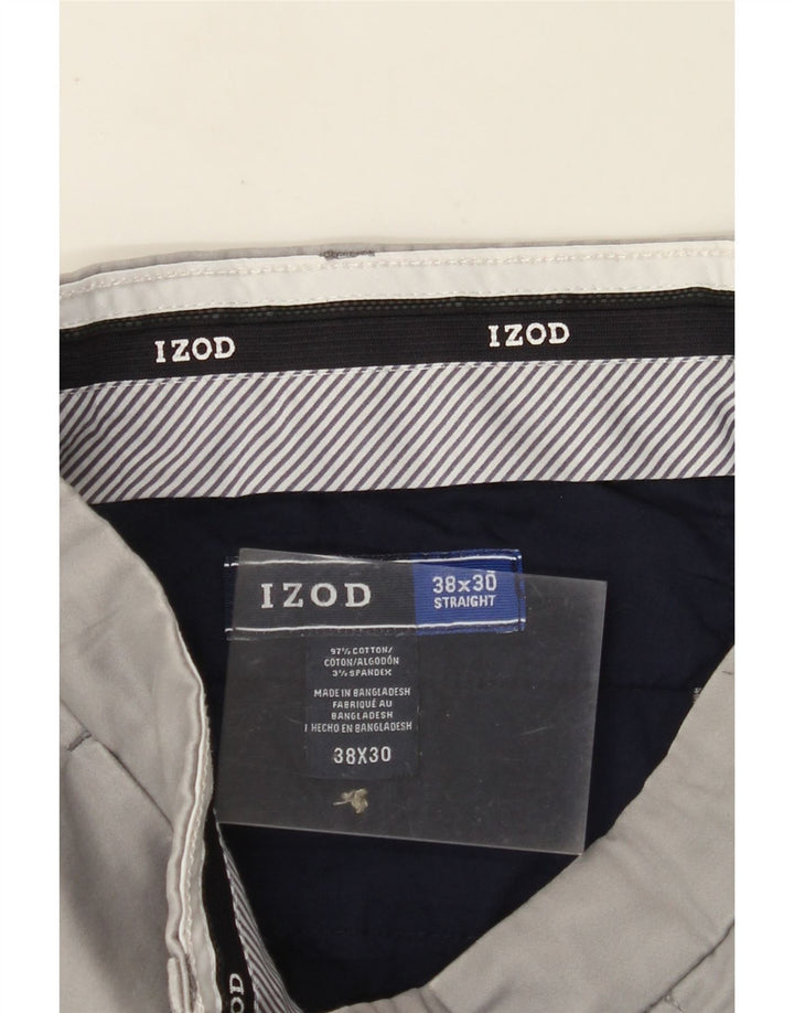 Pantaloni chino dritti da uomo IZOD W38 L30 in cotone grigio