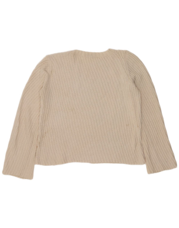 Maglione maglione con scollo a barca da donna Zara UK 16 grande bianco sporco