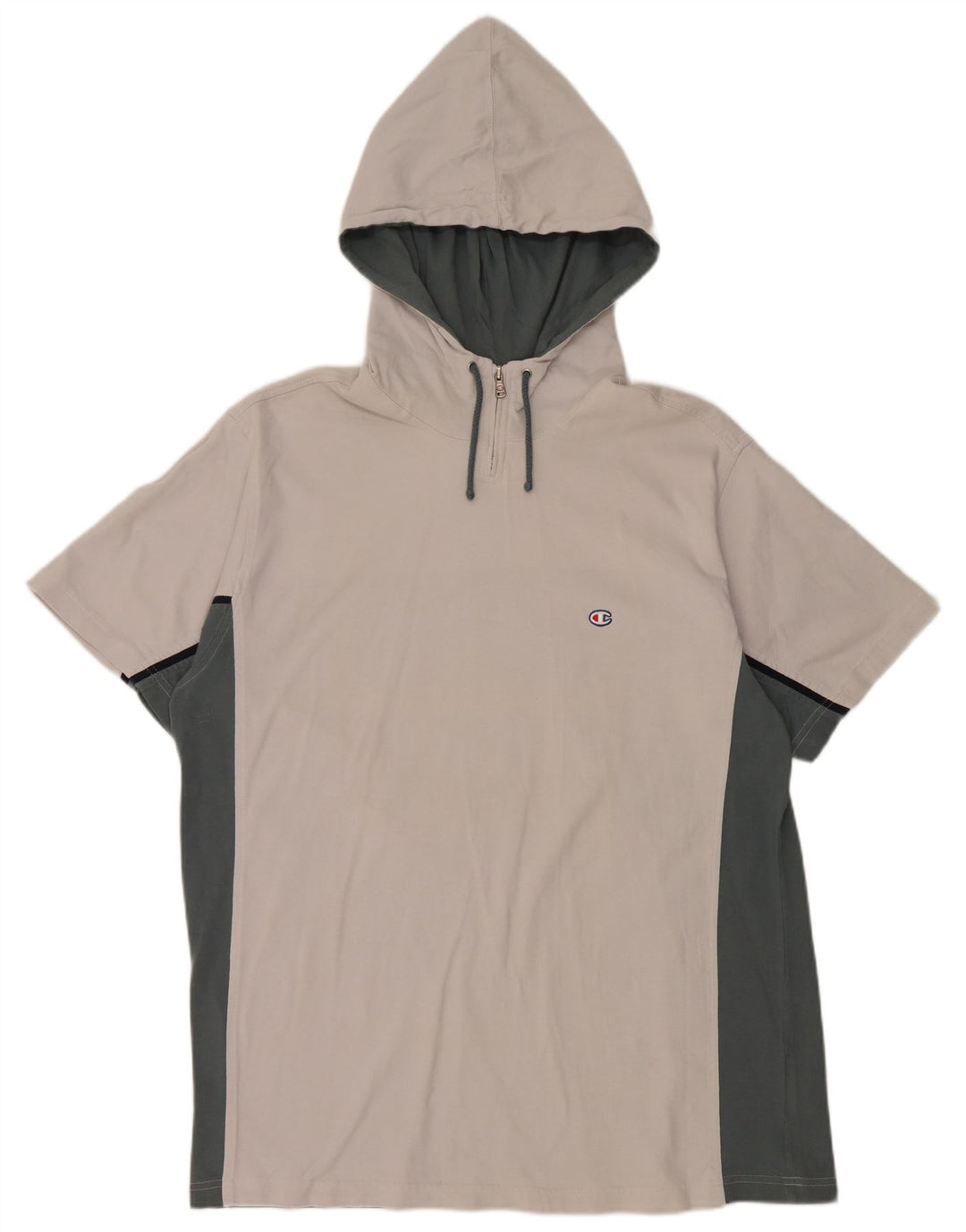 CHAMPION T-shirt da uomo con cappuccio e zip, collo 2XL in cotone color block bianco