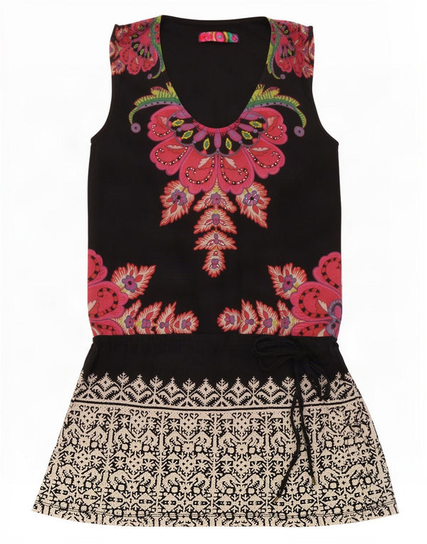 Desigual Abito da donna senza maniche a vita bassa piccolo floreale nero