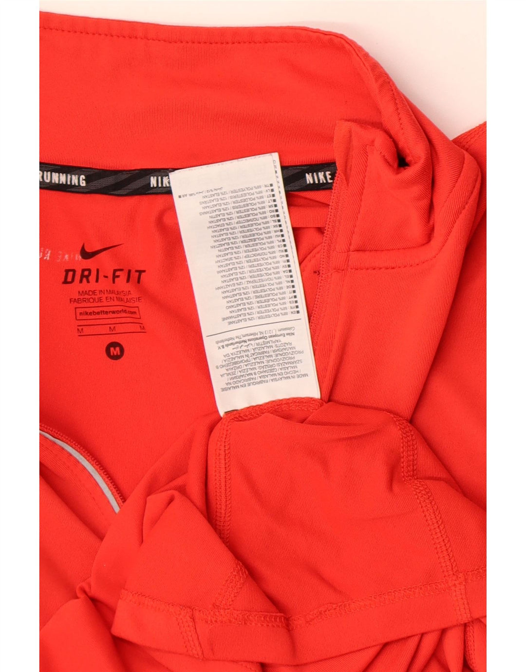 Top della tuta da ginnastica Nike da donna con collo e zip UK 14 poliestere rosso medio