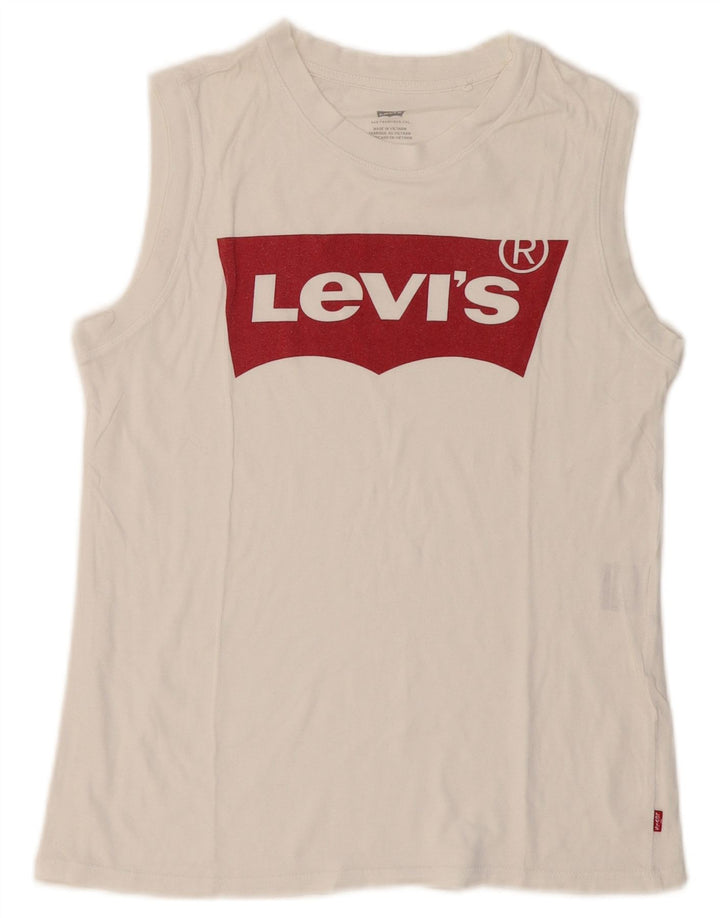 LEVI'S Womens Graphic Vest Top UK 6 XS White