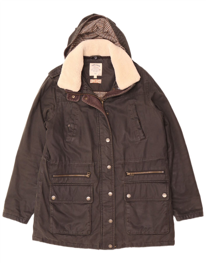 Giacca Parka con cappuccio da donna Fat Face UK 12 cotone nero medio