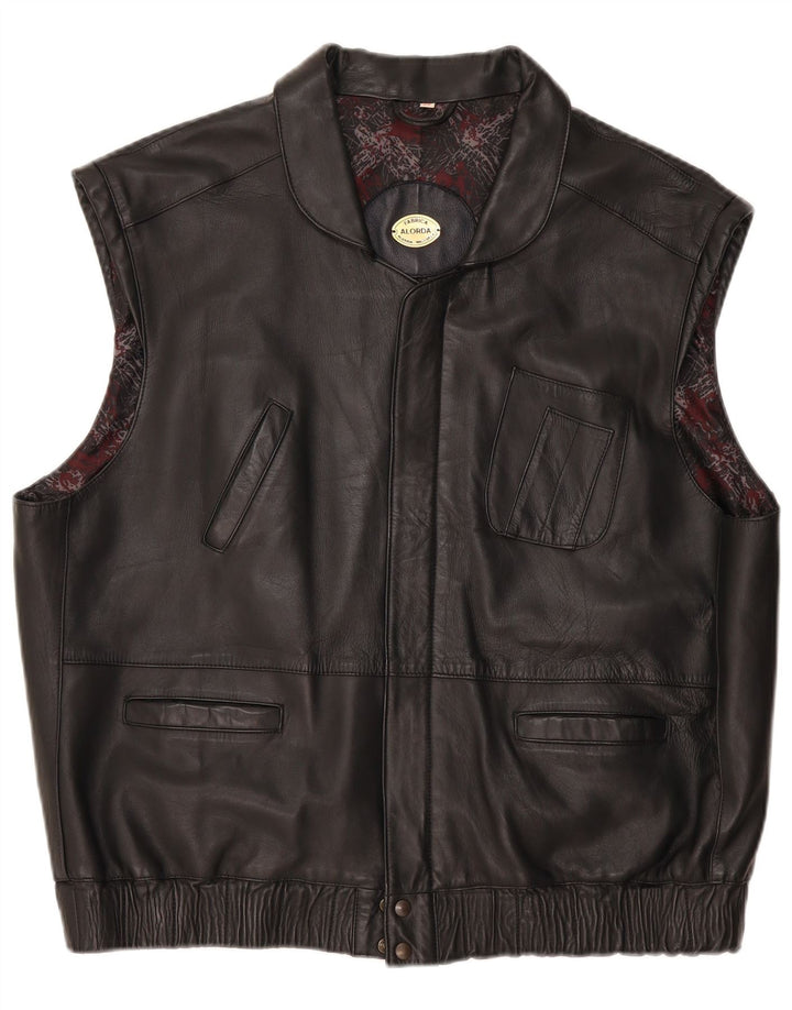 Gilet in pelle da uomo vintage IT 58 3XL Pelle nera