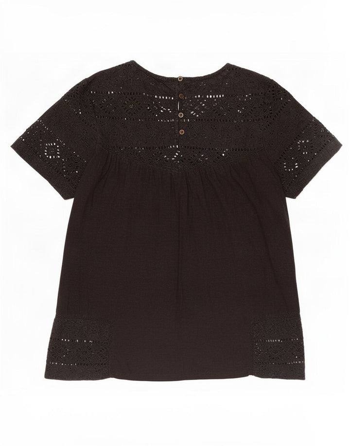 Camicetta da donna Fat Face Top UK 10 Piccolo cotone floreale nero