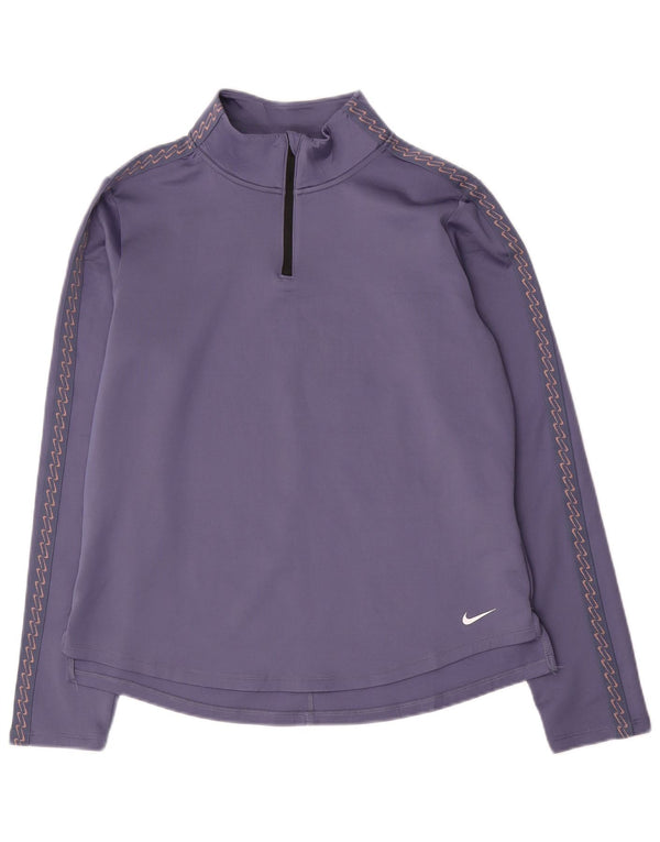 Nike Therma-Fit Zip Neck Graphic Top da donna manica lunga UK 14 Viola medio