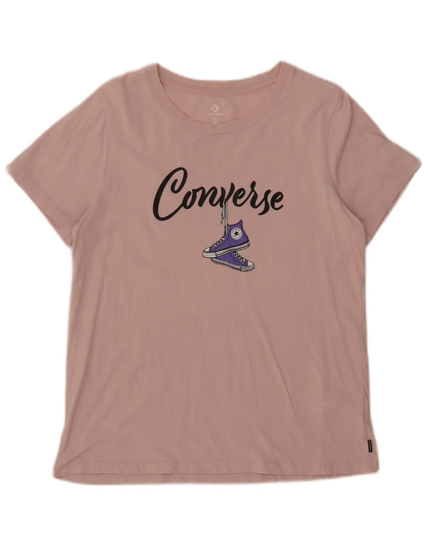 T-shirt grafica da donna Converse Top UK 14 grande cotone rosa