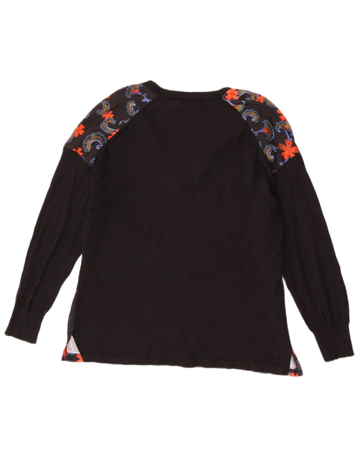 Top Zara da donna a maniche lunghe UK 14 lana floreale nera media
