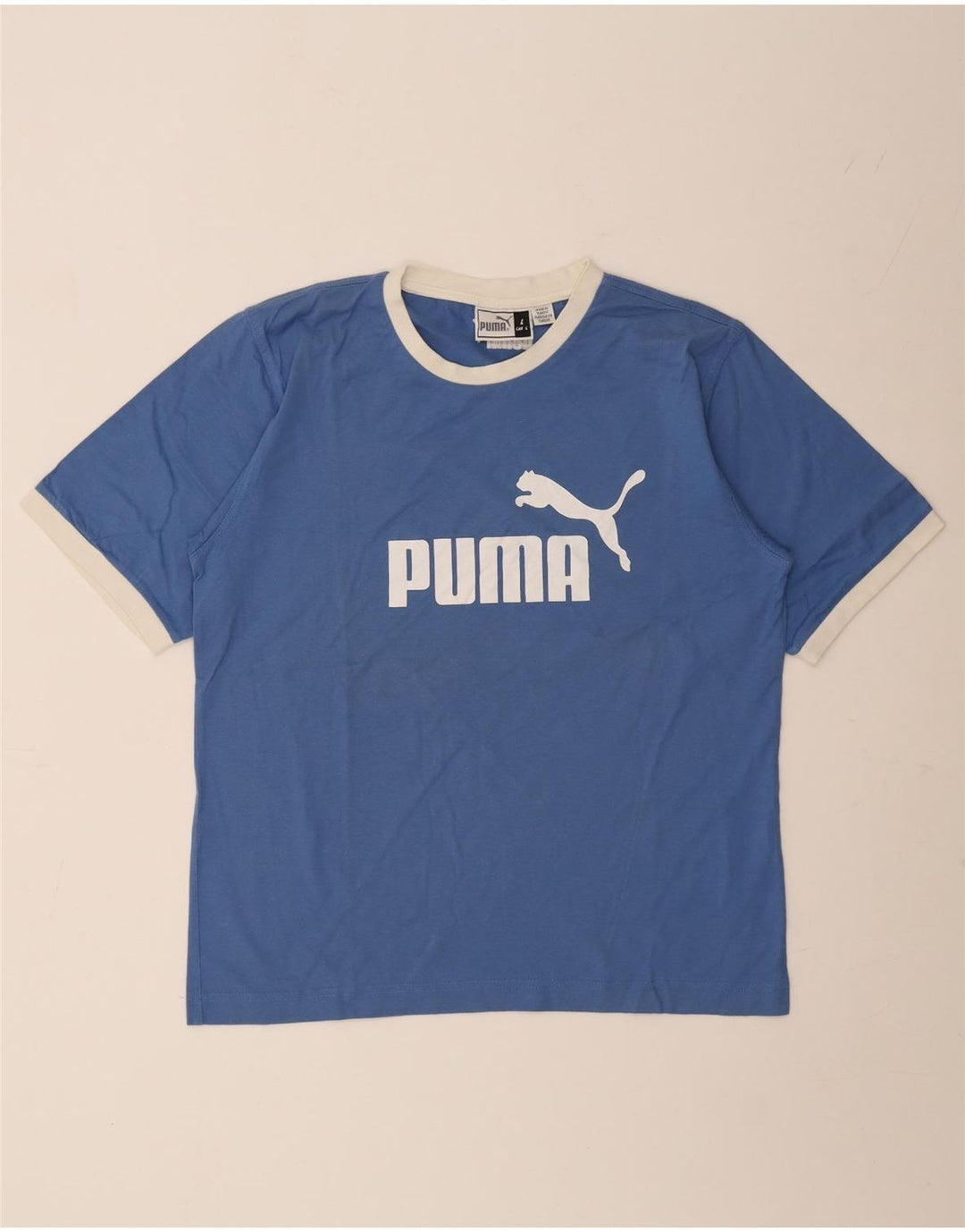 T-shirt grafica da uomo Puma grande in cotone blu