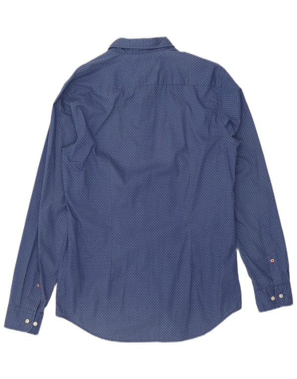 TOMMY HILFIGER Mens Slim Fit Shirt Large Blue Geometric Cotton
