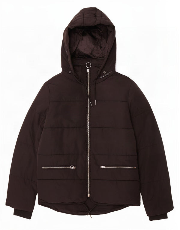 Giacca imbottita con cappuccio da donna Topshop UK 8 piccola poliestere nero