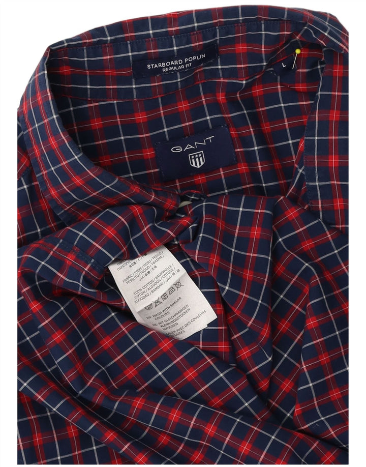Gant Camicia da uomo a maniche corte in popeline Starboard a quadri grandi blu navy