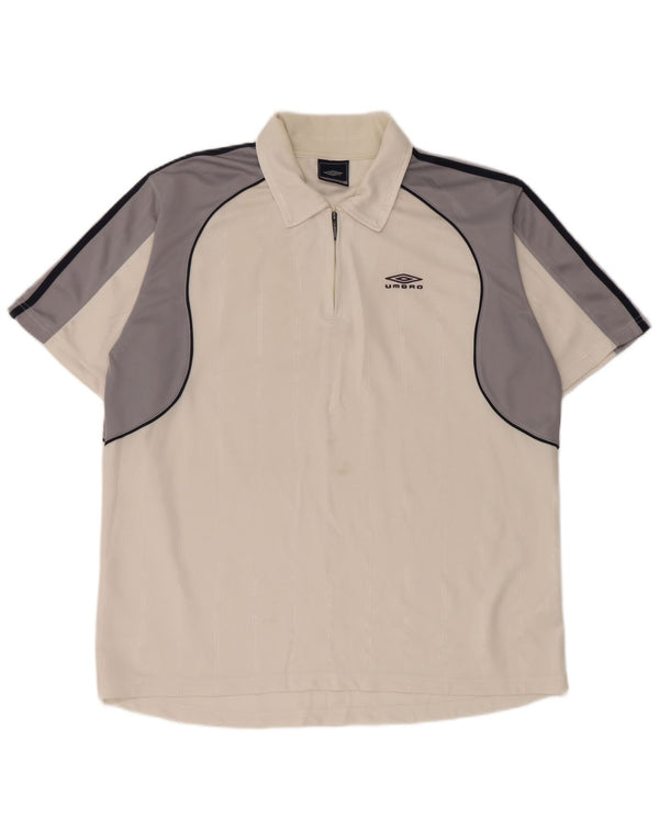 Polo Umbro da uomo XL in poliestere color block bianco
