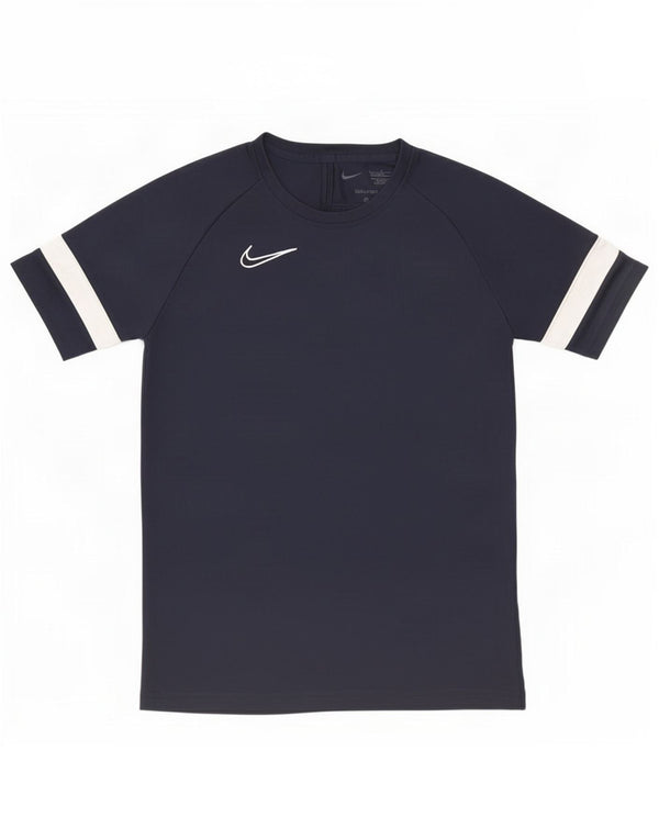Nike Boys Dri Fit T-Shirt Top 12-13 Years Large Navy Blue Colourblock