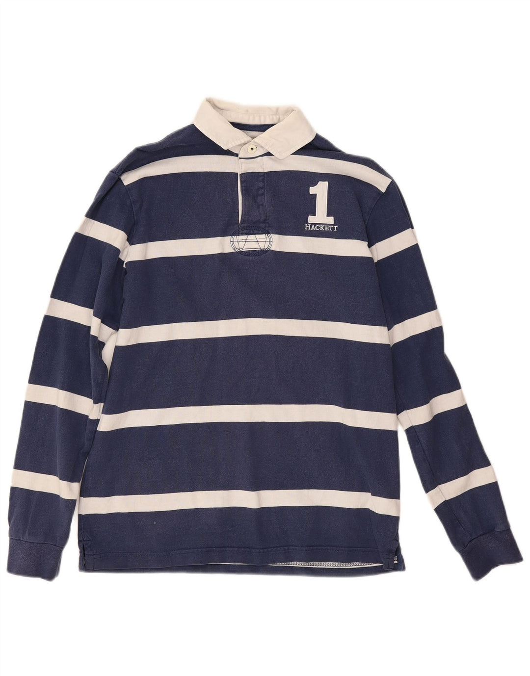 Polo da rugby da uomo a maniche lunghe Hackett, piccola, a righe blu navy