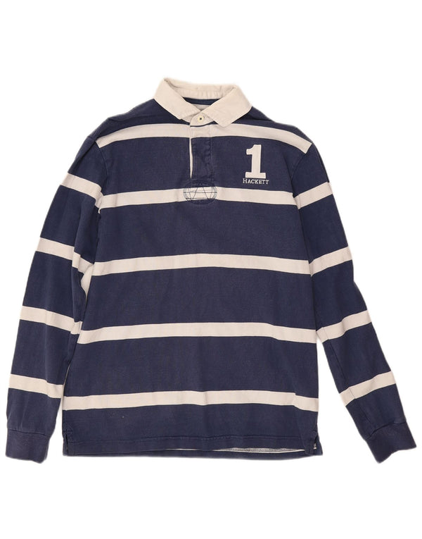 Polo da rugby da uomo a maniche lunghe Hackett, piccola, a righe blu navy