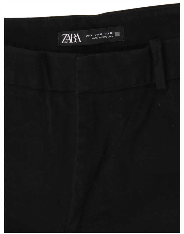 Pantaloni corti dritti da donna Zara medi W28 L26 cotone nero