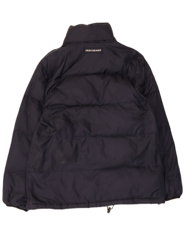 Giacca imbottita oversize da donna Dkny UK 10 piccola in nylon blu navy