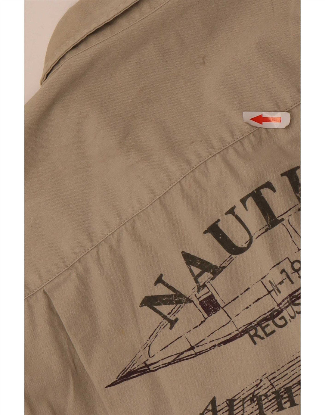 Camicia grafica da uomo a maniche corte Nautica in cotone beige medio