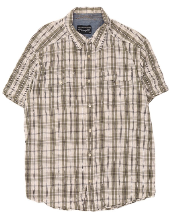 Camicia Wrangler da uomo a maniche corte vestibilità regolare 2XL cotone scozzese verde