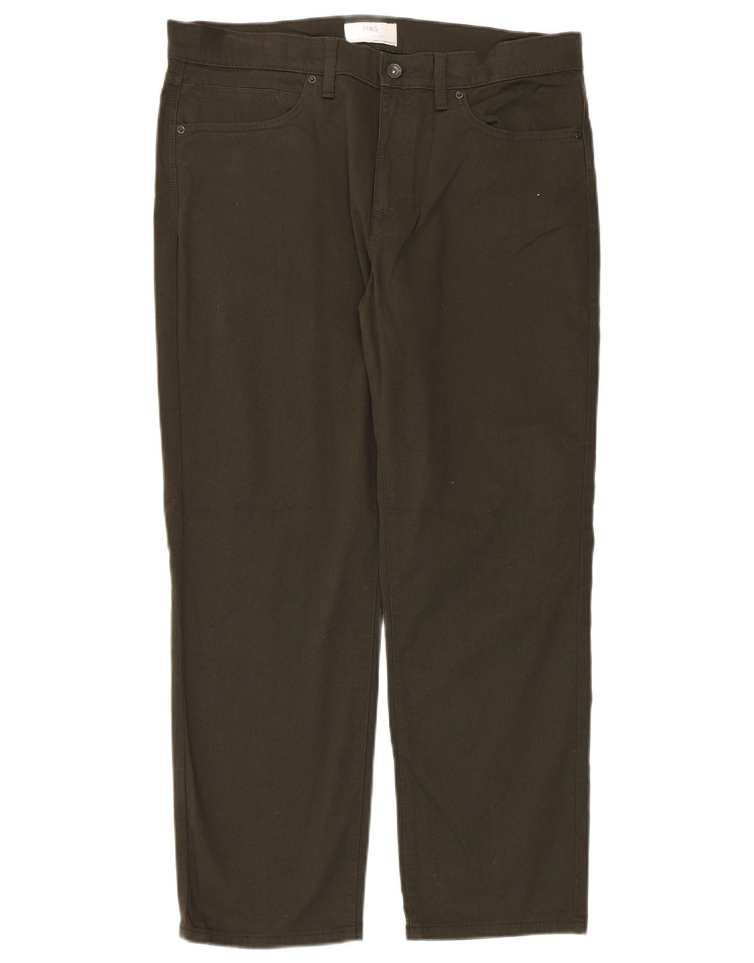 Jeans dritti da uomo Marks & Spencer W36 L29 cotone kaki