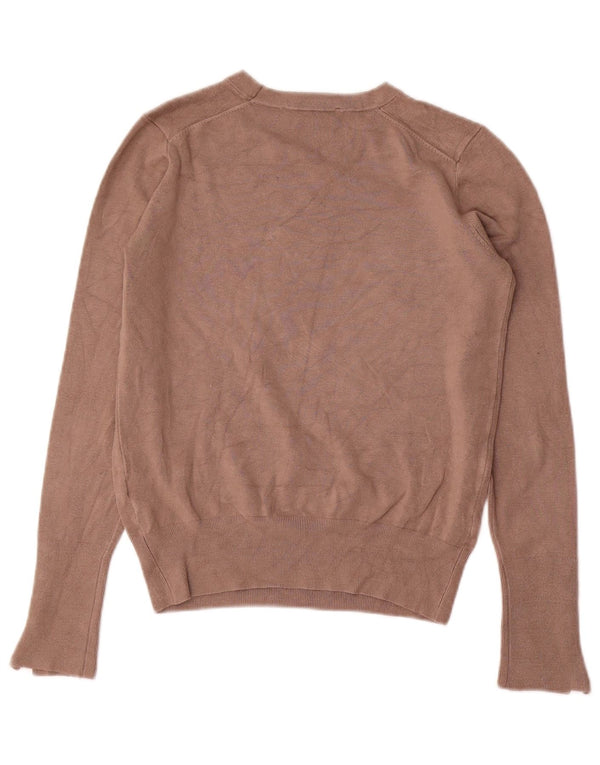 Zara Womens Crew Neck Jumper Sweater UK 12 Medium Brown Viscose