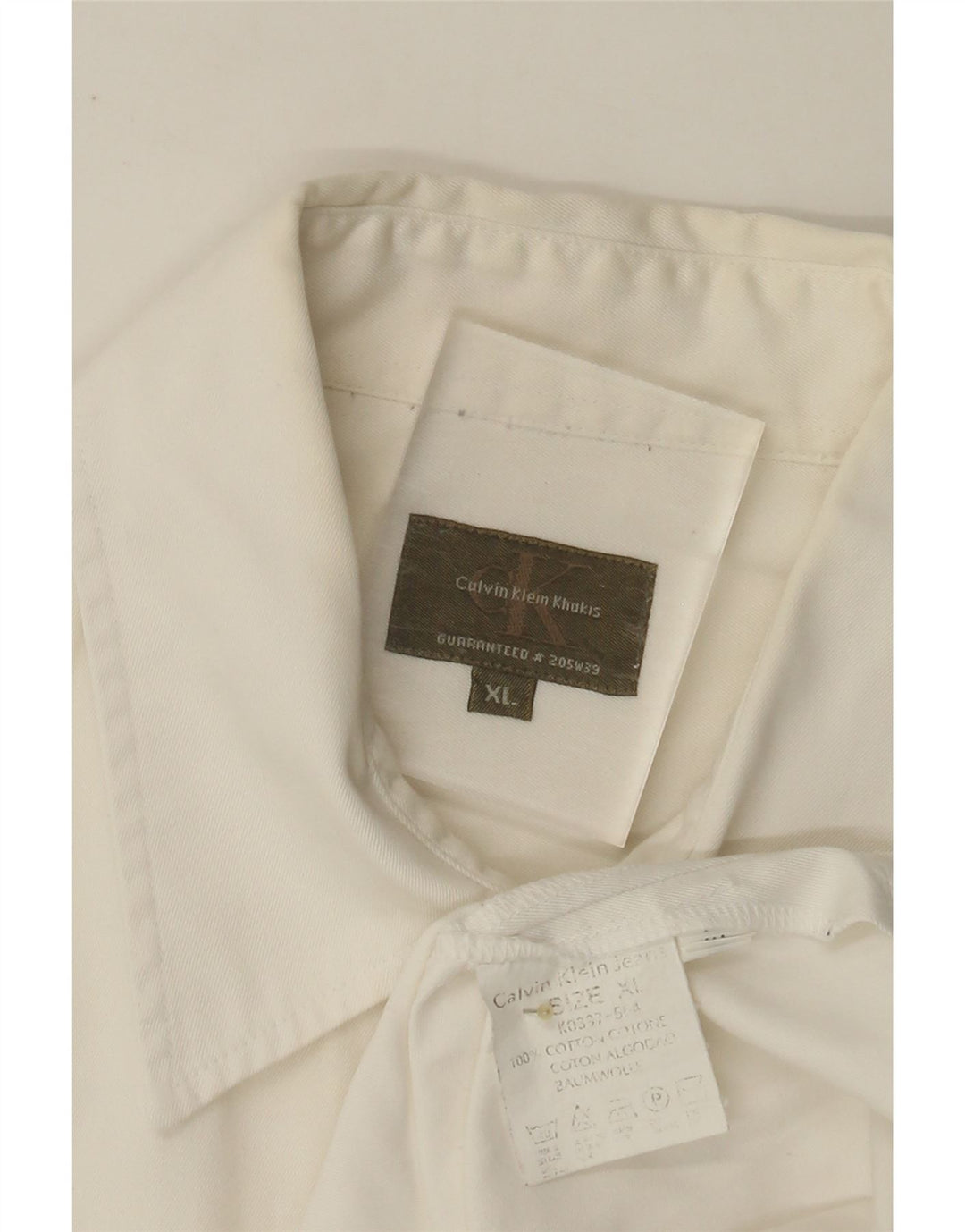 CALVIN KLEIN Camicia a maniche corte da uomo kaki XL in cotone bianco