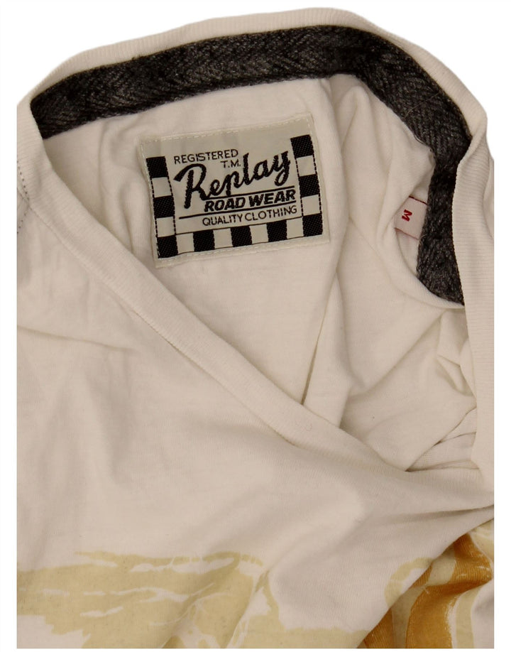 T-shirt grafica da uomo Replay Top bianco medio
