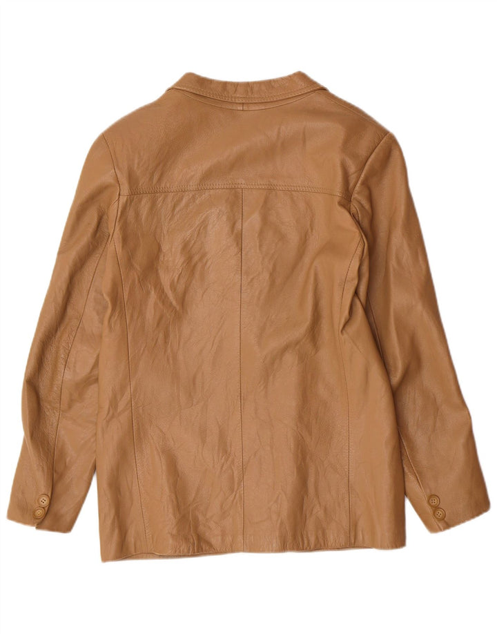 Giacca blazer vintage da donna a 2 bottoni IT 44 Classica in pelle beige media