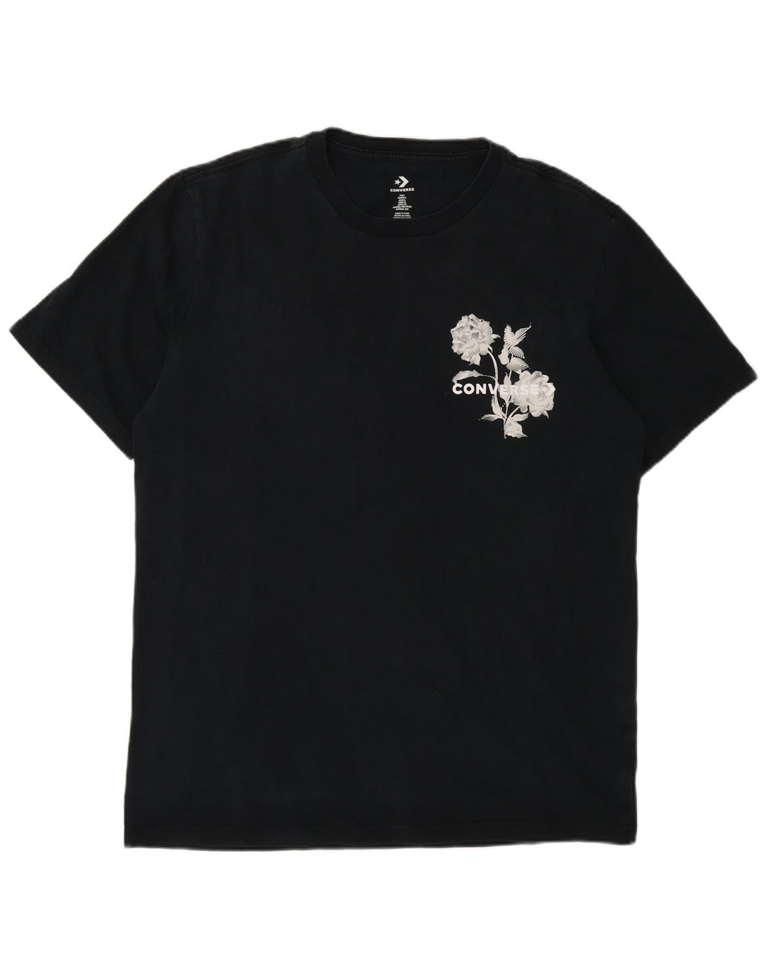 T-shirt grafica da uomo Converse Top grande in cotone nero