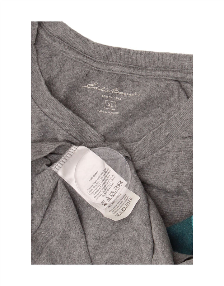 T-shirt grafica da uomo EDDIE BAUER Top XL in cotone grigio