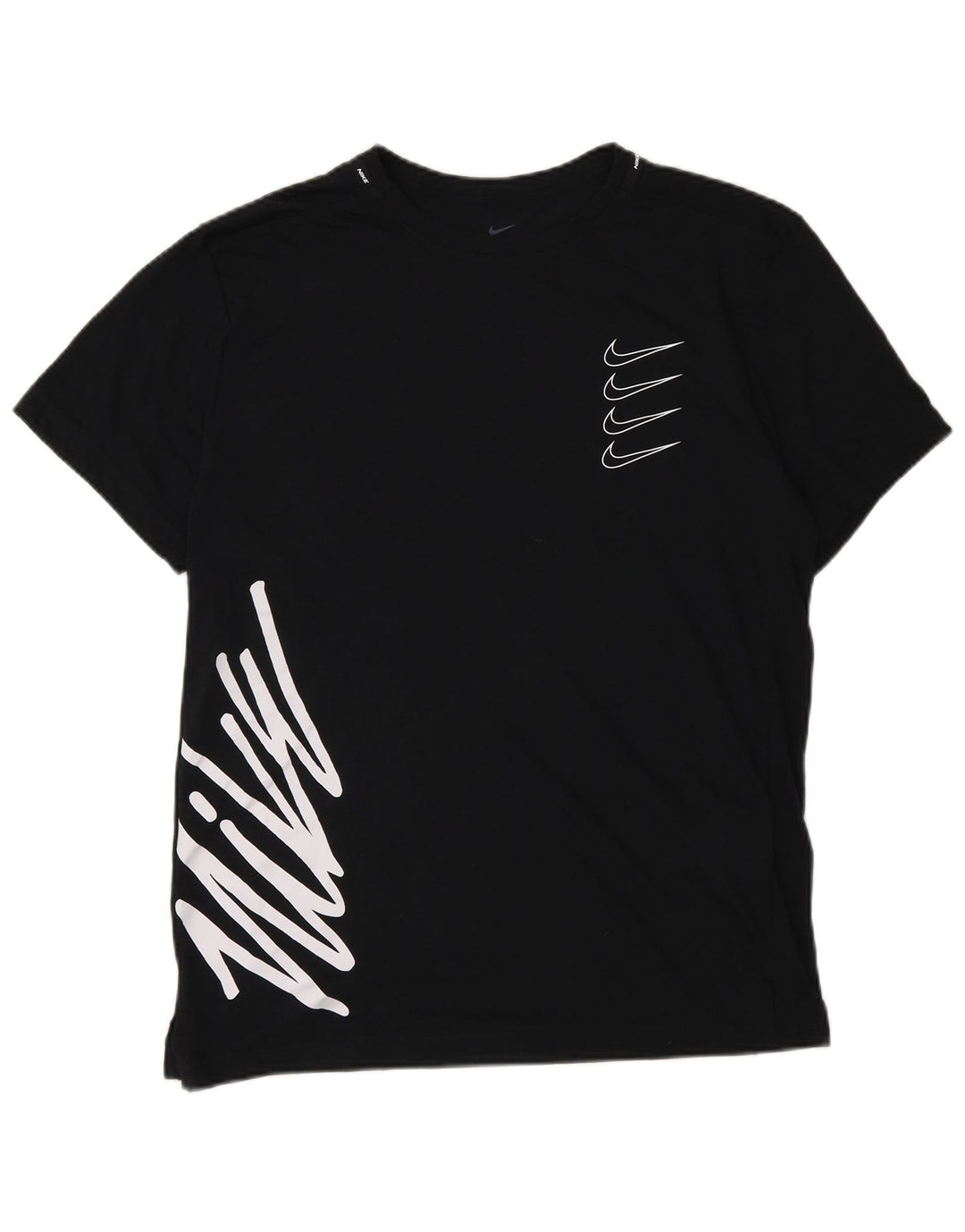 T-shirt grafica Nike da uomo Dri Fit vestibilità standard, piccola, in poliestere nero