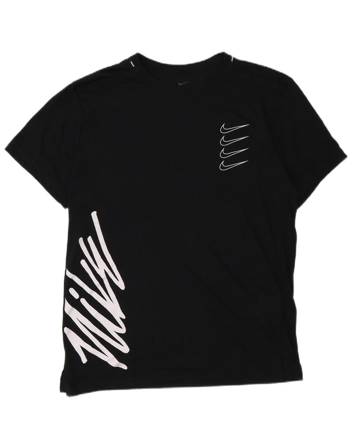 T-shirt grafica Nike da uomo Dri Fit vestibilità standard, piccola, in poliestere nero