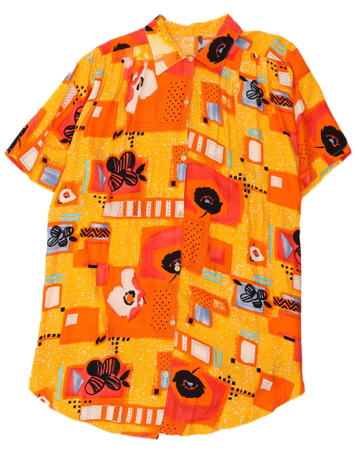 Abito camicia vintage da donna UK 22 3XL Patchwork giallo