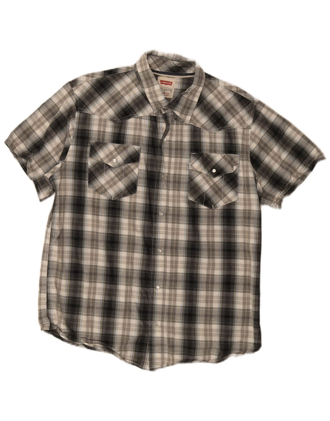 Levi's Camicia moderna a maniche corte da uomo in cotone scozzese grande grigio