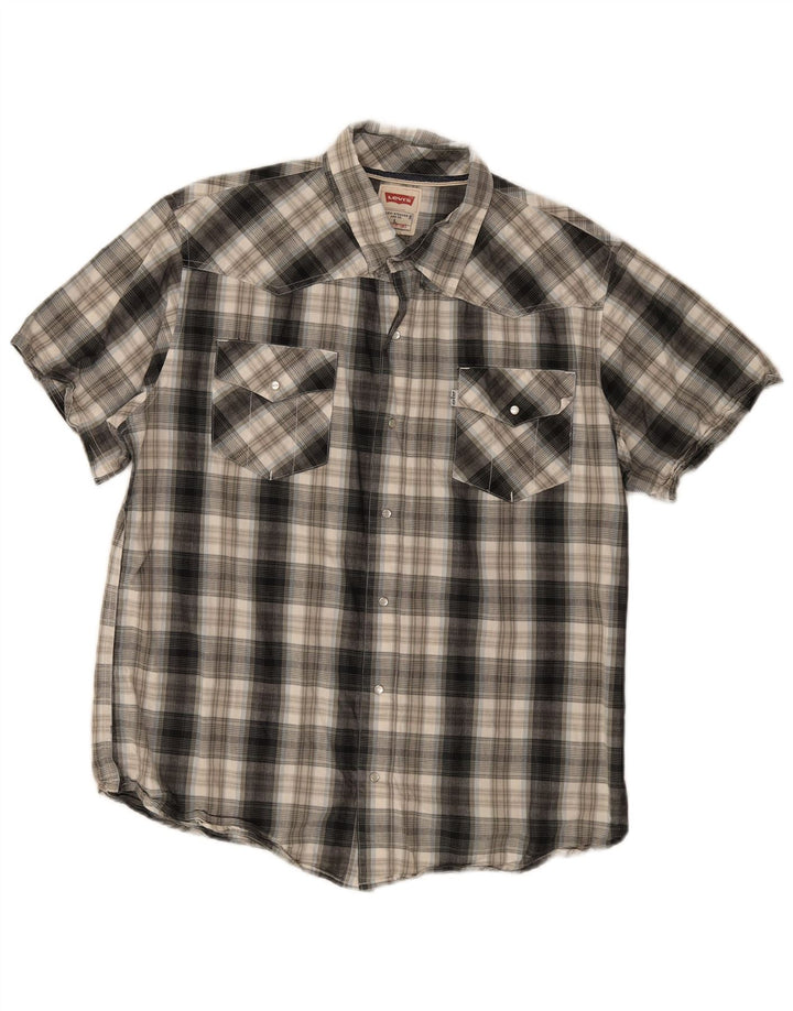 Levi's Camicia moderna a maniche corte da uomo in cotone scozzese grande grigio
