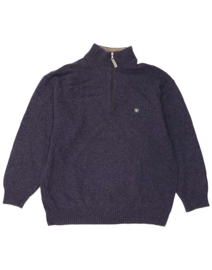 Murphy & Nye Maglione da uomo con zip e collo grande in lana blu navy