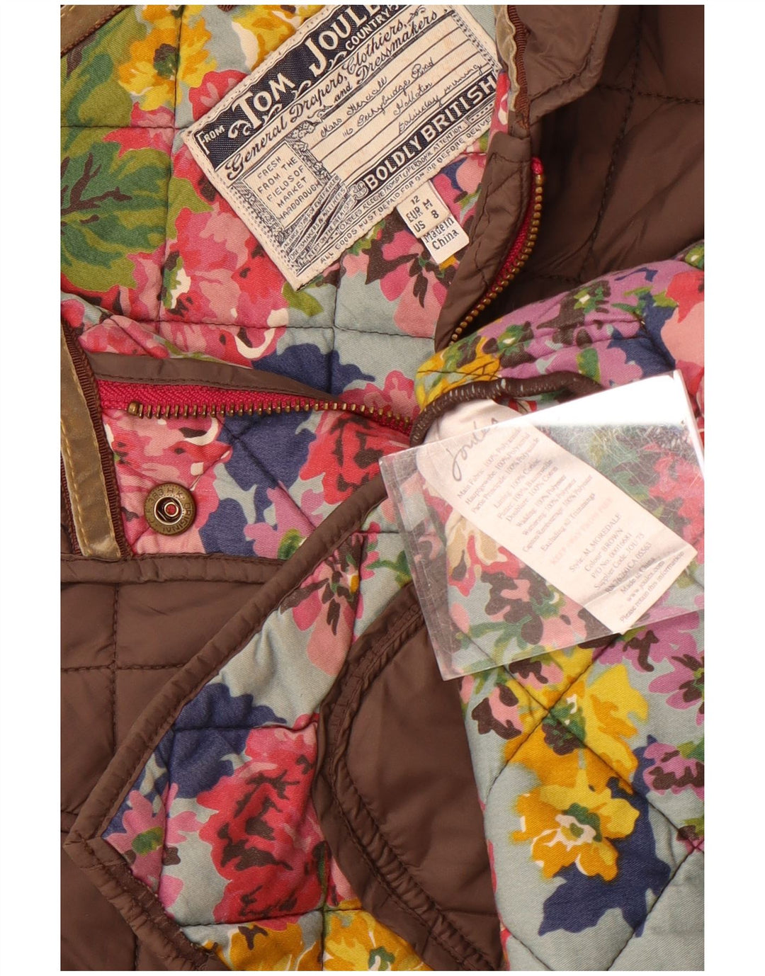 Giacca trapuntata da donna Joules UK 12 Cotone grigio medio