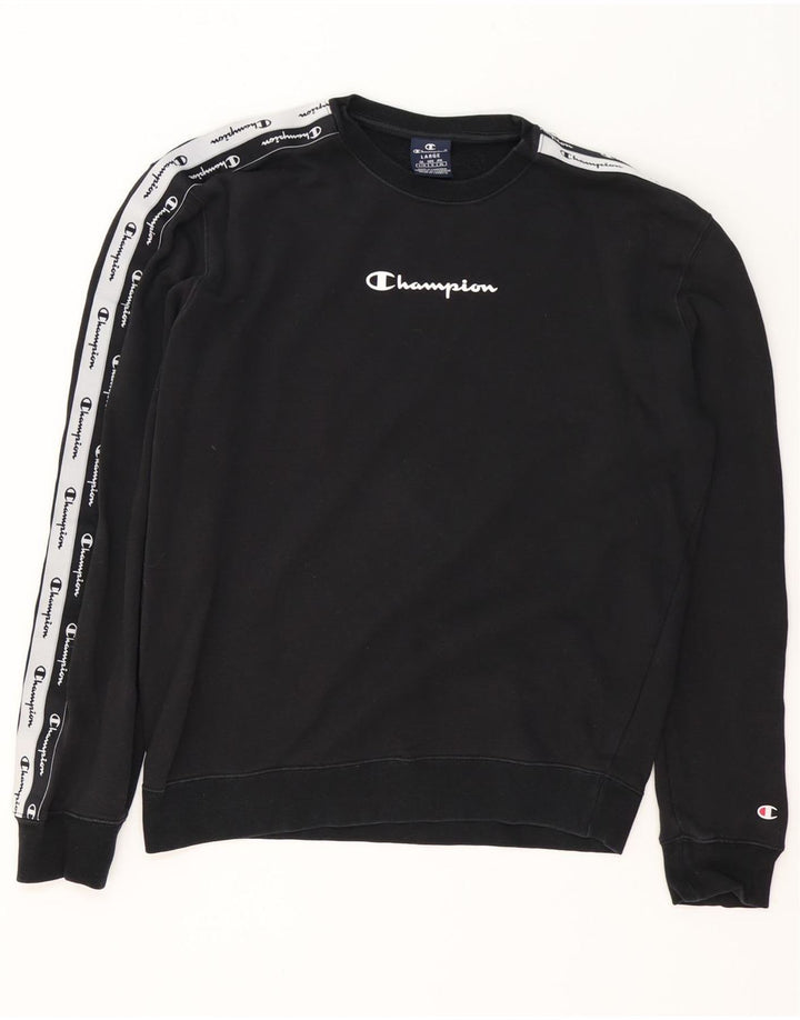 CHAMPION Felpa con grafica da uomo Maglione grande in cotone color block nero