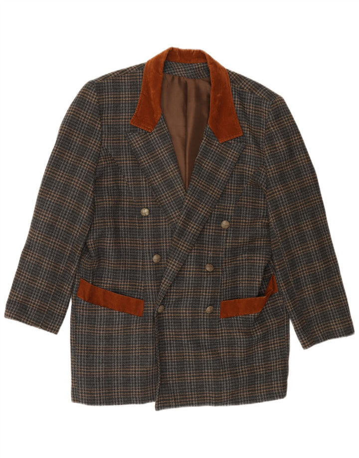 Giacca blazer lunga da uomo VINTAGE UK 40 grande pied de poule grigio