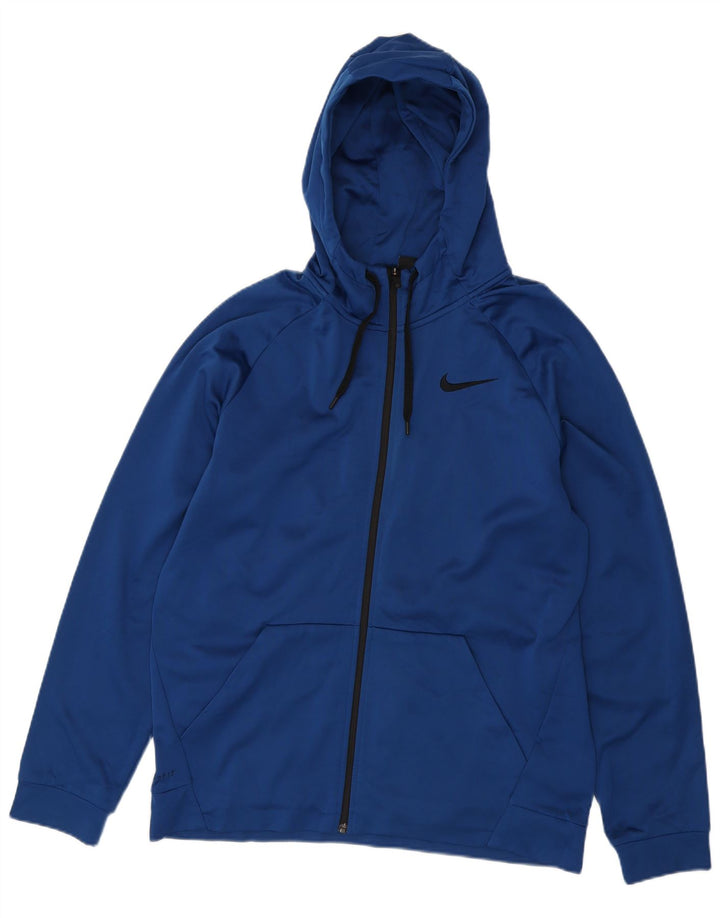 Felpa con cappuccio e zip Nike Dri Fit da uomo, grande, in poliestere blu
