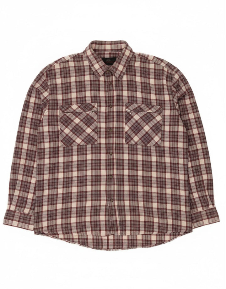 Camicia in flanella da uomo del progetto europeo XL in cotone a quadri grigi