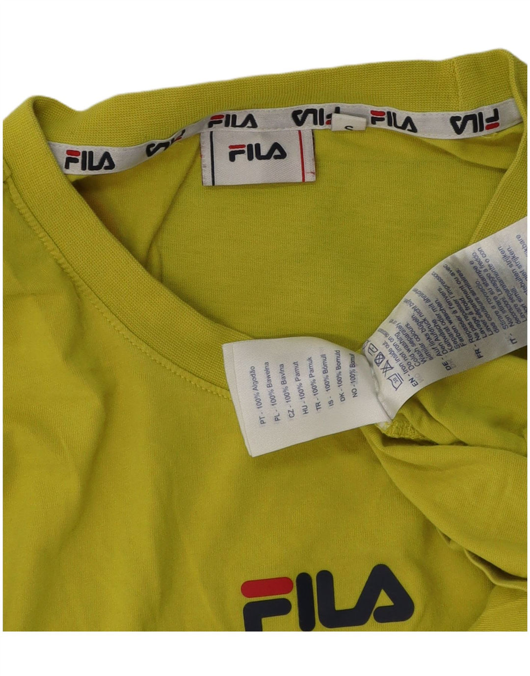 T-shirt grafica da uomo Fila Top Small in cotone verde
