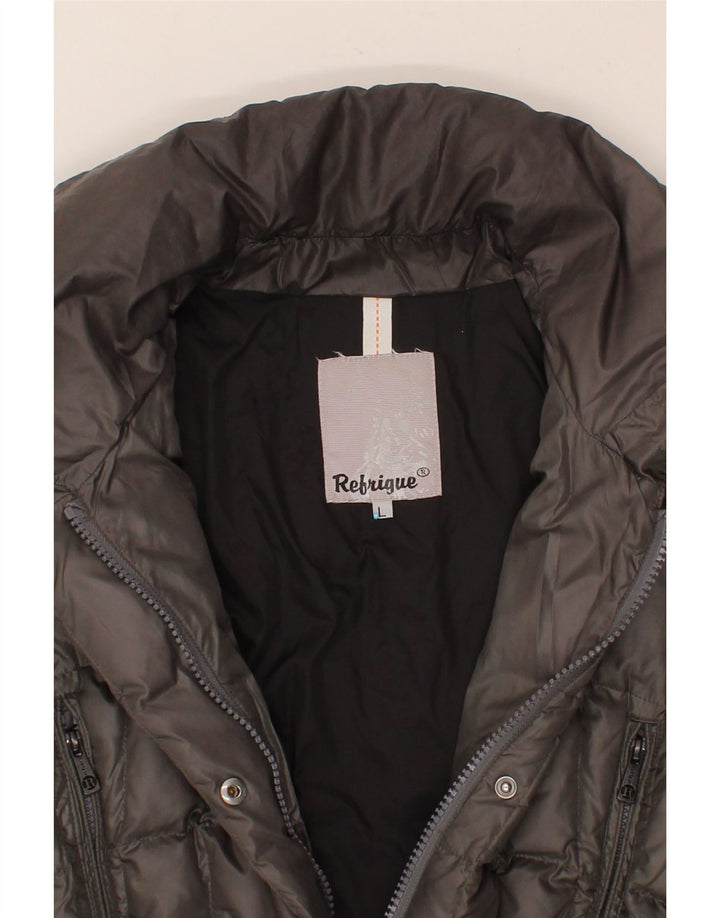 REFRIGUE Womens Padded Jacket UK 16 Large Grey Polyester Vintage Refrigue and Second-Hand Refrigue from Messina Hembry 