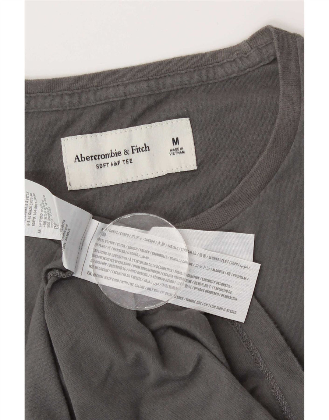 T-shirt da uomo Abercrombie & Fitch in cotone grigio medio