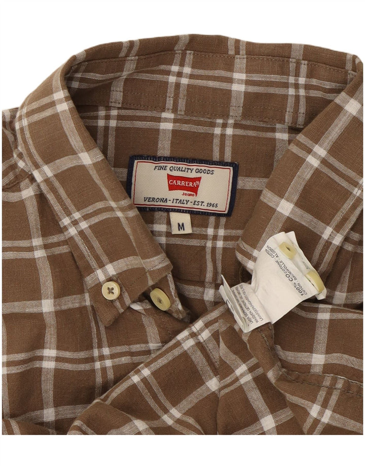 Camicia da uomo a maniche corte Carrera in cotone a quadri marrone medio